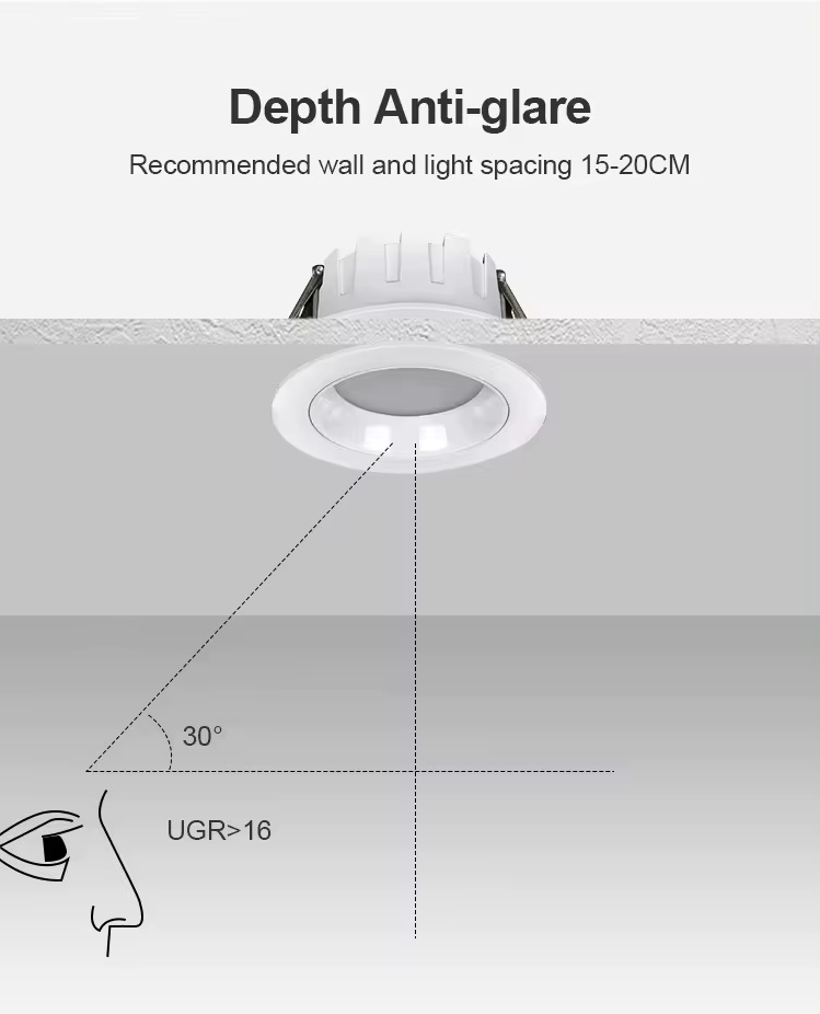 Down Light LED, 24W, Múltiple CCT WW 3000K / NW 4000K / CW 6000K, 100-265Vac, Cabeza no movible, Dimensiones: Φ175x49mm, IP20, 120 Grados