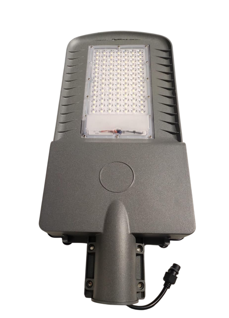 Lámpara de Calle LED Solar de 3500Lm con Panel de 60W/6V, 3000K Blanco Cálido, 100 Grados, Con Batería de Litio de 50AH/3.2V, IP65, Gris, Incluye: Panel Solar