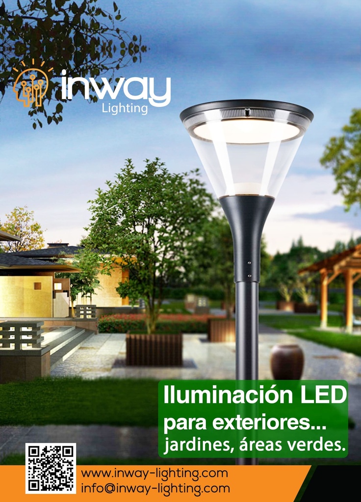 Lámpara Garden Light LED, Dayr, DGIN-GSK60, 60W, Múltiple CCT WW 3000K / NW 4000K / 5000K, 100-277Vac, Con supresor de pico externo de 10KV, 50,000 horas de vida útil, Base: 76mm, IP66, 120 Grados