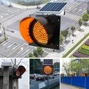 Luces Intermitente de Semáforo con Panel Solar de 10W y 12V, Amarilla, Batería de 12V/5Ah, 300mm, Dimensiones: 348x342x154mm, Cover Clear