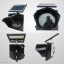 Luces Intermitente de Semáforo con Panel Solar de 10W y 12V, Amarilla, Batería de 12V/5Ah, 300mm, Dimensiones: 348x342x154mm, Cover Clear