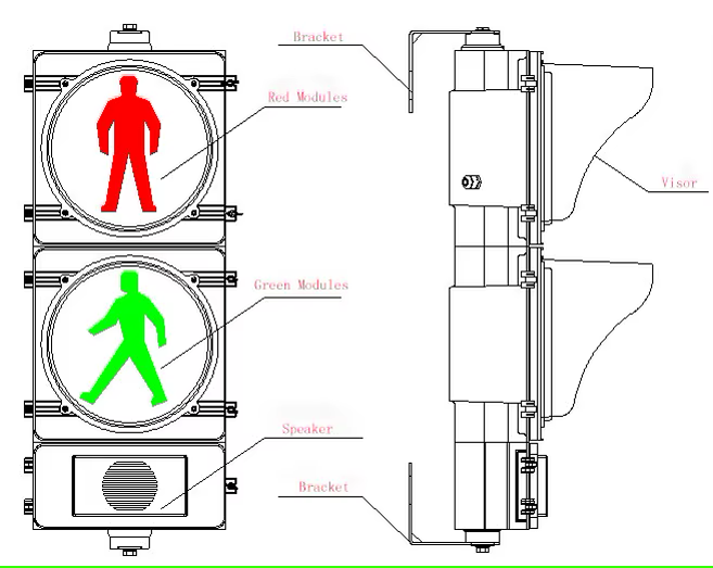 Luces de Semáforo con Contador, Verde, amarillo y rojo 85-265Vac, 200mm