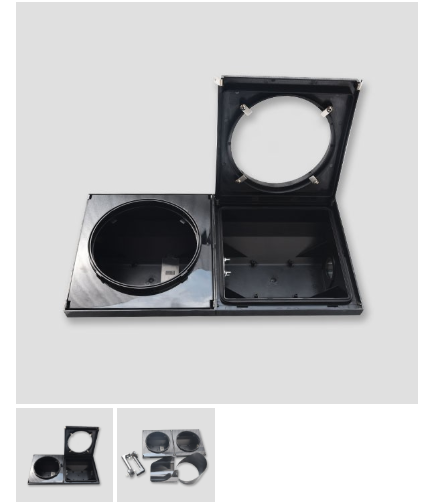 Cajetín p/2 Luces de Semáforo de 200mm, soporte y tablero, Negro