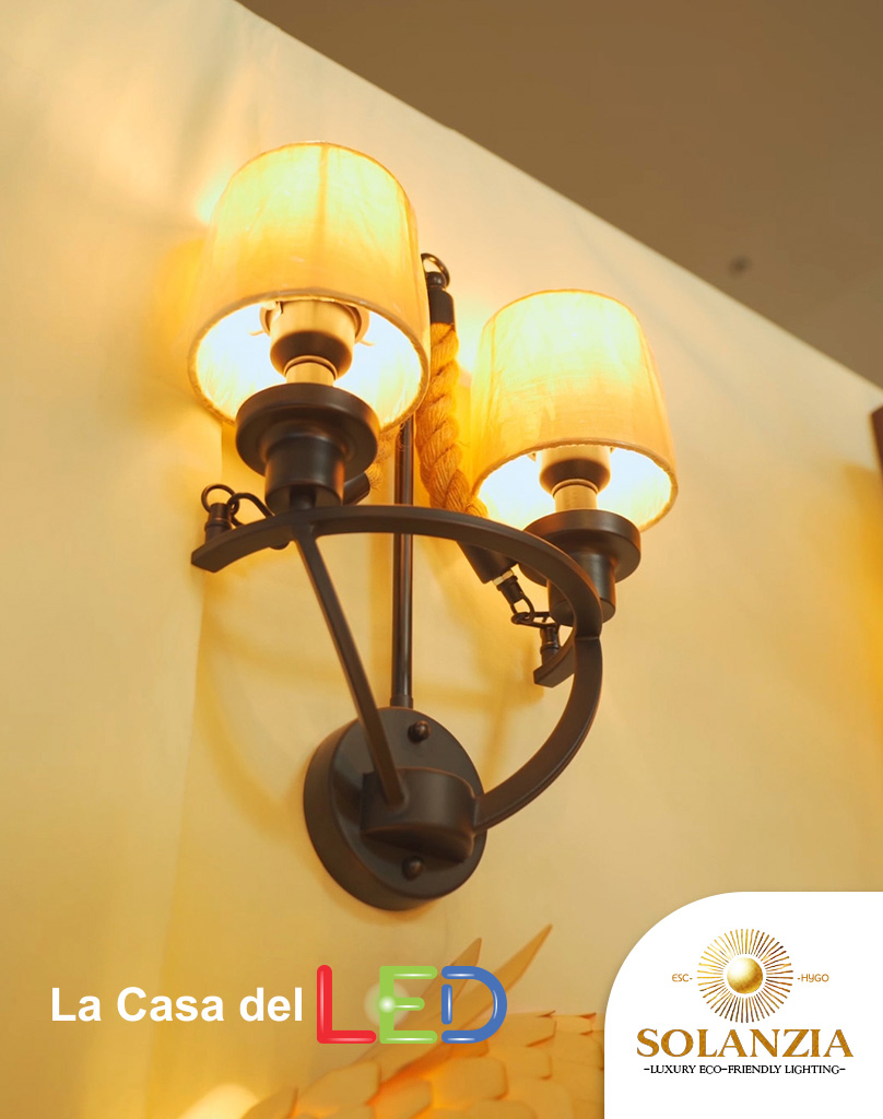 Lámpara Decorativa Artesanal de pared (Aplique), Metropolitan 1800, 2xE27, Dimensiones: 300x300x300mm, Material: Soga