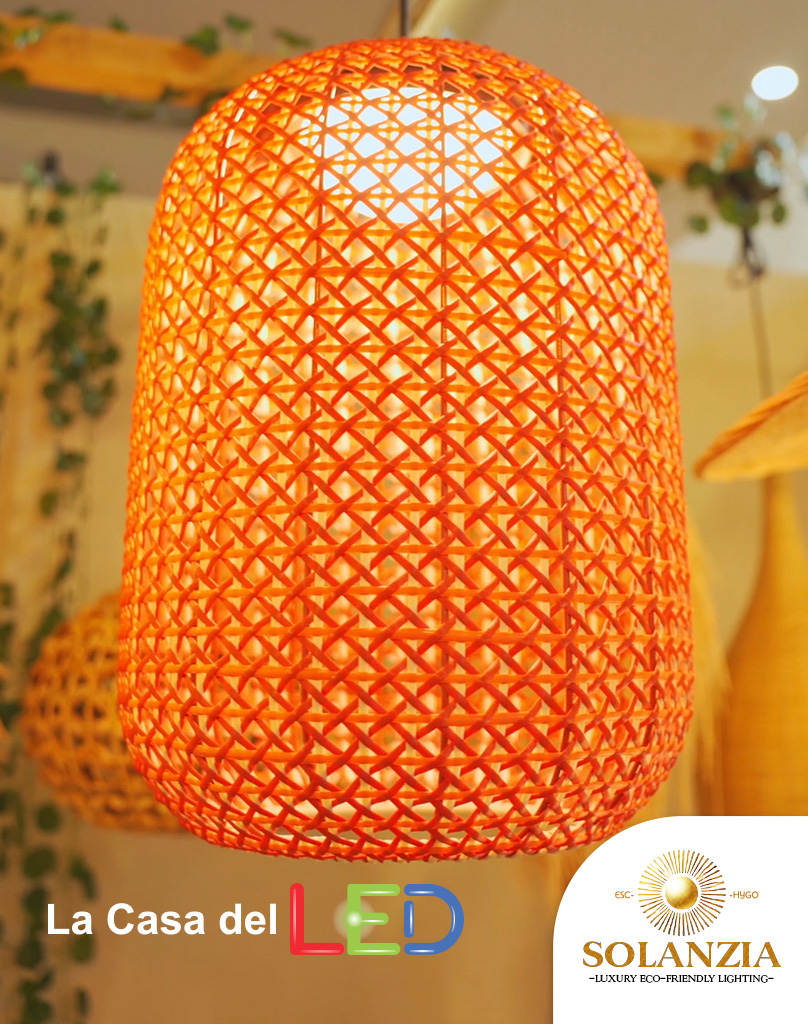 Lámpara Decorativa Artesanal Colgante, GrapeFruit, 12W, 3000K Blanco Cálido, Dimensiones: 300x450mm, Material: Rattan