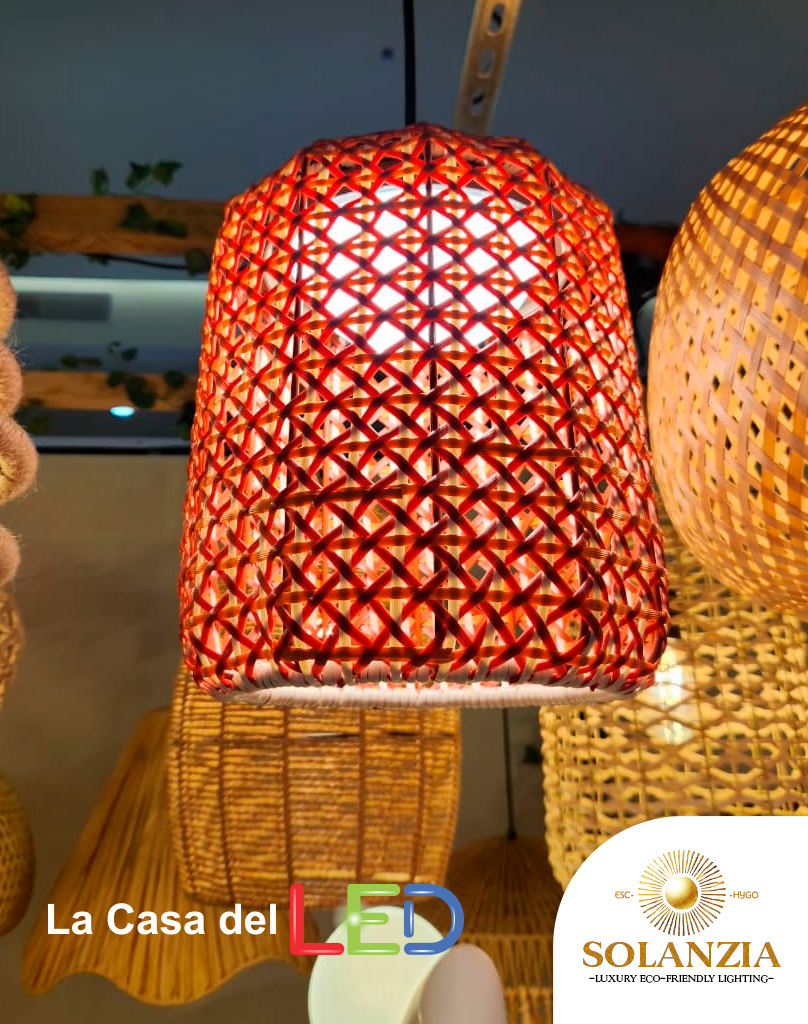 Lámpara Decorativa Artesanal Colgante, GrapeFruit, 12W, 3000K Blanco Cálido, Dimensiones: 300x450mm, Material: Rattan