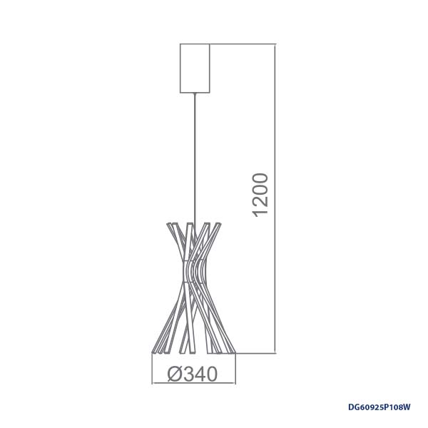 Lámpara LED Decorativa Colgante, DG60925P, 108W, 9x12W, 4000K Blanco Natural, 85-265Vac, Dimensiones: Φ340x1200mm, IP20