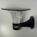 Lámpara Solar LED de Pared (Aplique) de 15W con Panel Solar Integrado de 5.8W, 4.5V y Sensor de Movimiento, 3000K + 4000K, 360 Grados, Con Batería de Litio de 19.2Wh, IP65, Dimensiones: 257x288.5x206.5mm, Negro