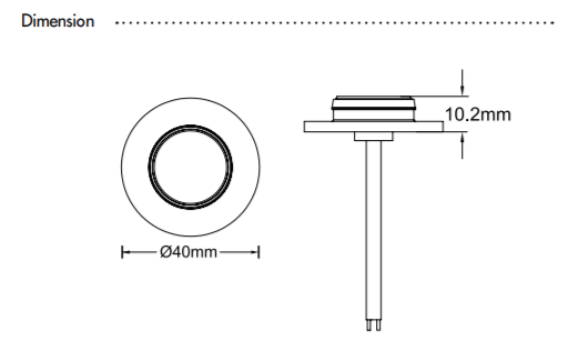 Base p/Lampara Empotrable de Exterior DG-1014-RGB, 1.2W, RGB, 12Vdc, IP67, 120 Grados, Dimensiones: 40x10.2mm, Material: Aluminio