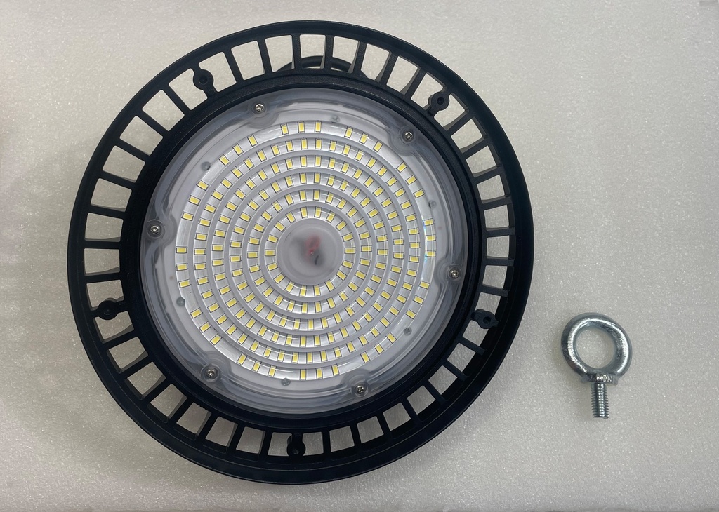 Lámpara High Bay SMD LED, Tipo UFO G, 100W, 6000K Blanco Frío, 100-277Vac, IP65, 90 Grados, Dimensiones: Ф235x146mm, con Certificación UL