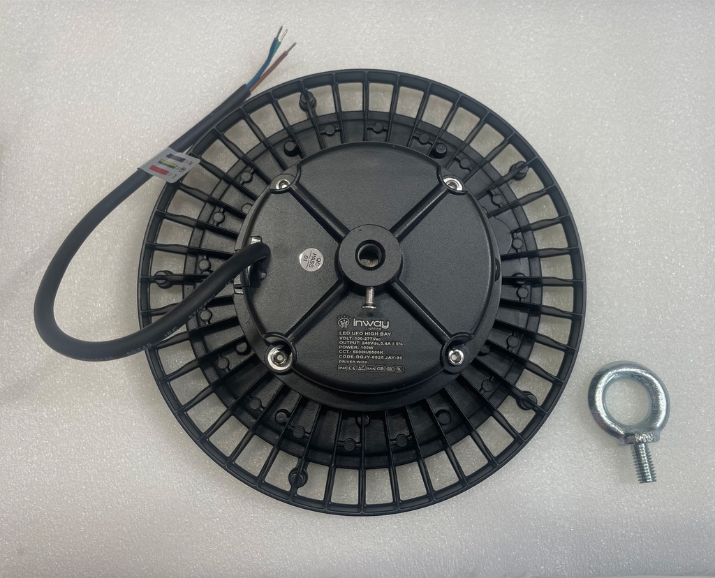 Lámpara High Bay SMD LED, Tipo UFO G, 200W, 6000K Blanco Frío, 100-277Vac, IP65, 90 Grados, Dimensiones: Ф305x160mm, con Certificación UL