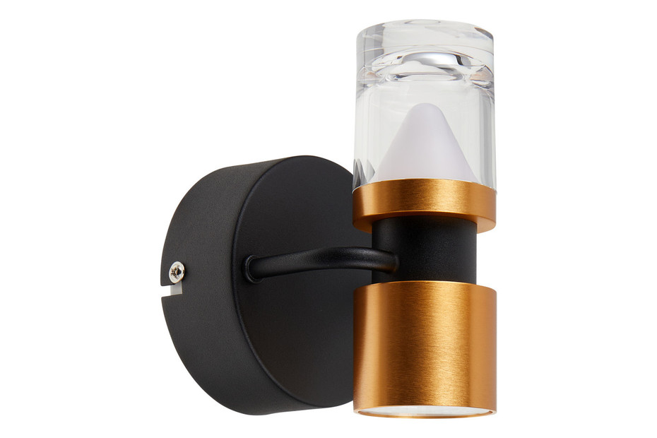 Lámpara LED Decorativa de Pared (Aplique), DG60170W, 7W, 4000K Blanco Natural, 85-265Vac, Dimensiones: 100x120x145mm, IP20, Negro con dorado