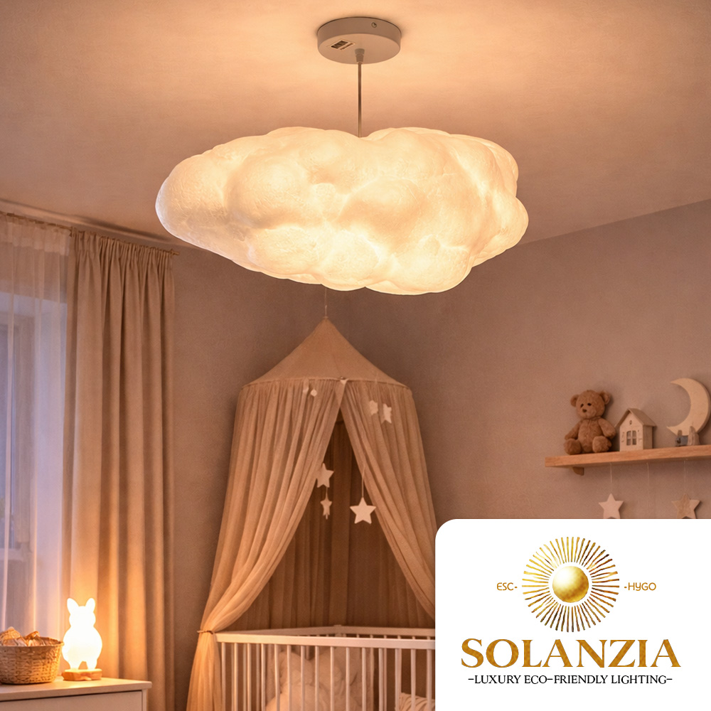 Lámpara Decorativa Artesanal Colgante, Esencia de Nube, E27, Dimensiones: 600mm, Material: Seda artificial