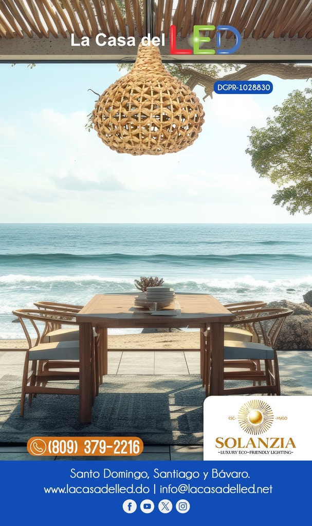 Lámpara Decorativa Artesanal, Festival de Luz, Colgante, E27, Dimensiones: Φ365xH350mm, Material: Water Hyacinth