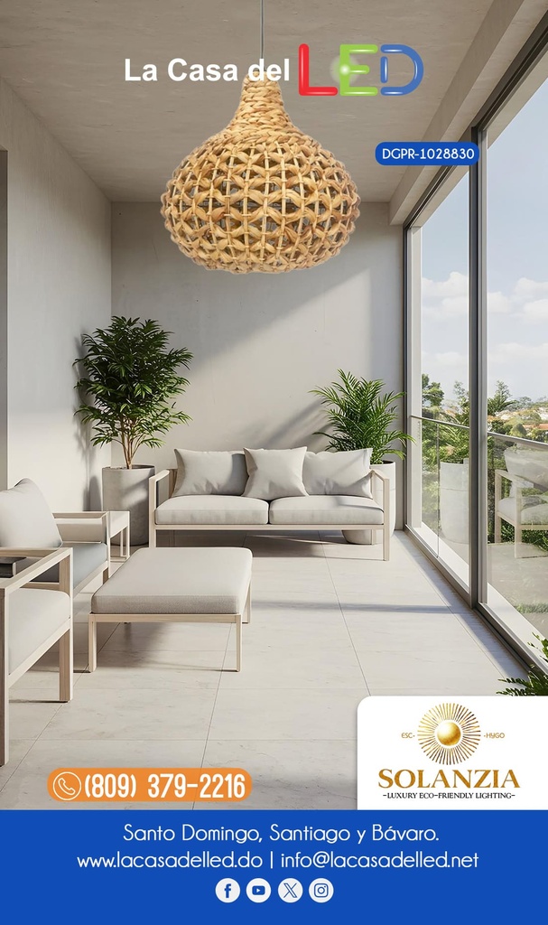 Lámpara Decorativa Artesanal, Festival de Luz, Colgante, E27, Dimensiones: Φ365xH350mm, Material: Water Hyacinth