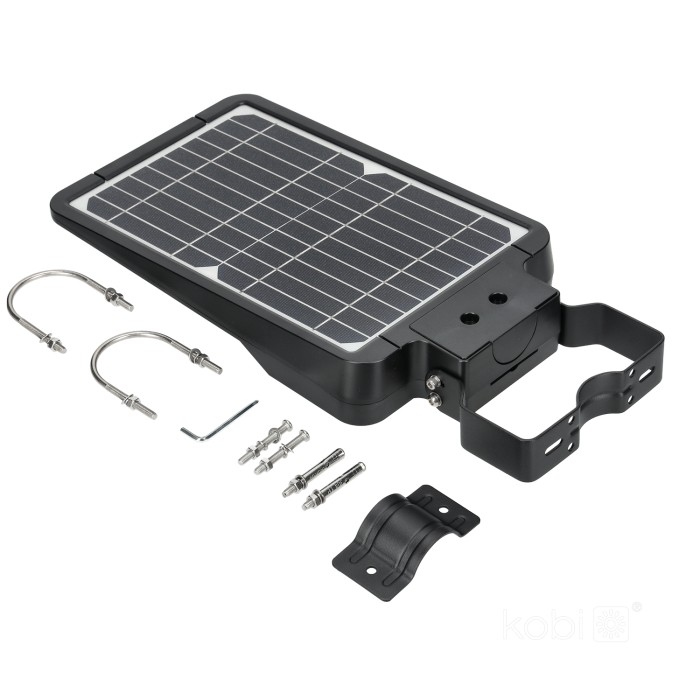 Lámpara Solar de Calle LED de 40W con Panel Integrado de 21W, 13.5V y Sensor de Movimiento, SMD2835 x 90pcs, 4000K Blanco Natural, 140x70 Grados, Con Batería de Litio 115.2Wh, 9.6V, 12000mAh, IP65, Negra, 120Lm/W