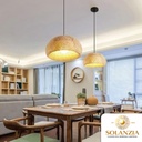 Lámpara Decorativa Artesanal, Ternura Tejida, Colgante, E27, Dimensiones: Φ450xH220mm, Material: Bamboo