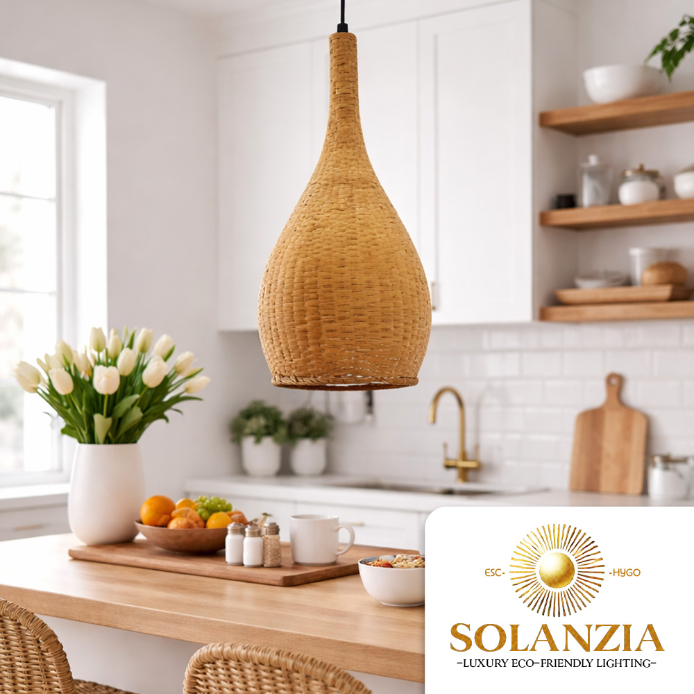 Lámpara Decorativa Artesanal, Trama de Luz, Colgante, E27, Dimensiones: Φ250xH500mm, Material: Bamboo