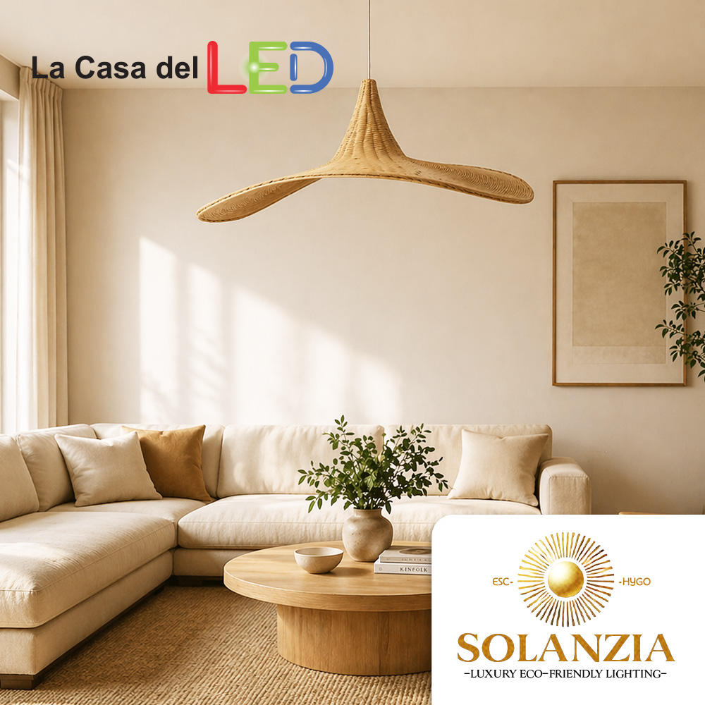 Lámpara Decorativa Artesanal, Noche de Cestería, Colgante, E27, Dimensiones: 520x435xH210mm, Material: Bamboo