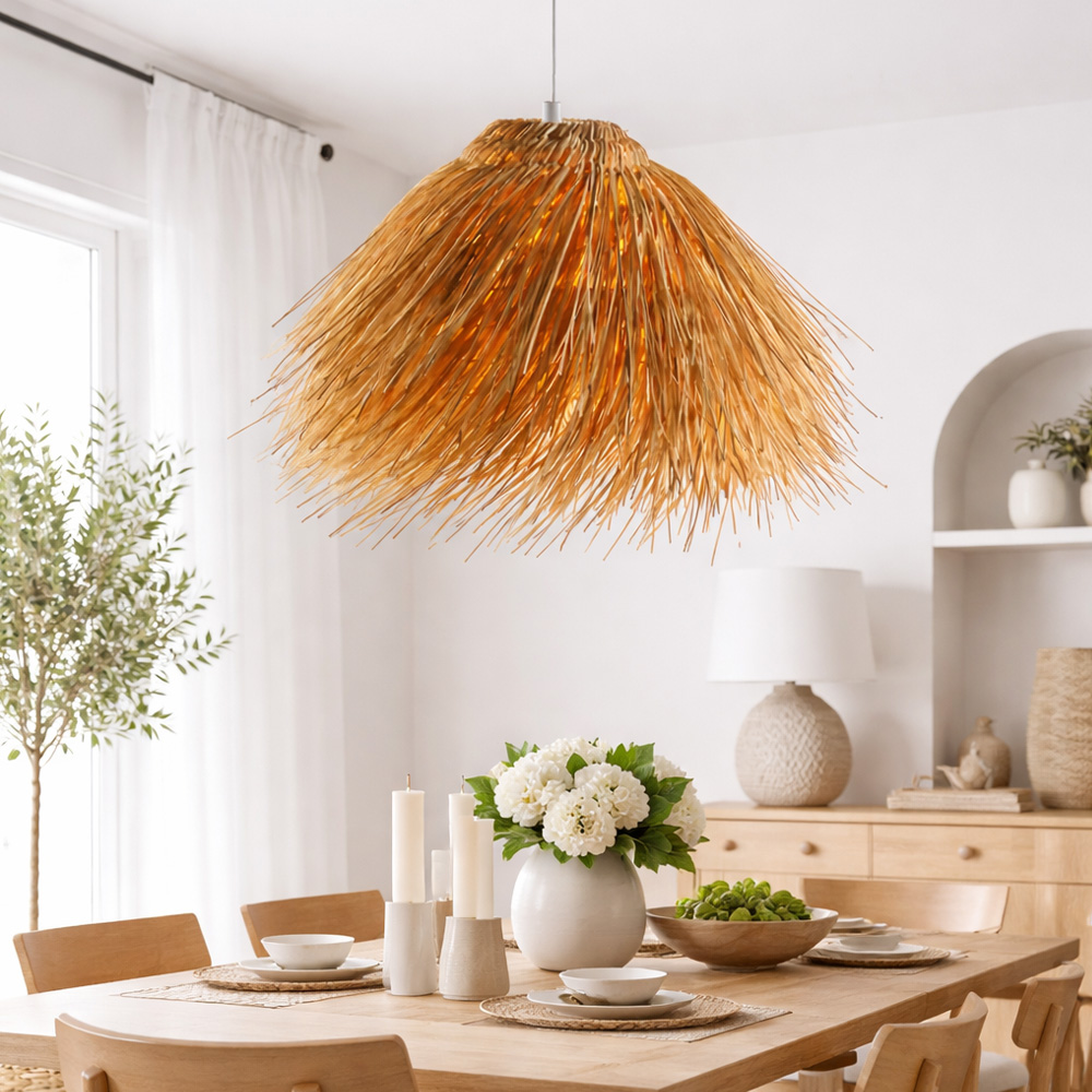 Lámpara Decorativa Artesanal, Saia, Colgante, E27, Dimensiones: Φ350xH340mm, Material: Rattan