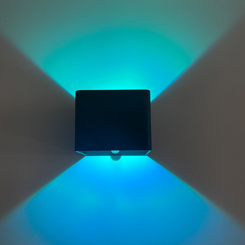 Lámpara LED Decorativa de Pared (aplique) Recargable, Up and Down, 16W, RGB-Múltiple CCT WW 3000K / NW 4000K / CW 6000K, Dimensiones: 100x100x80mm, IP20, Negro