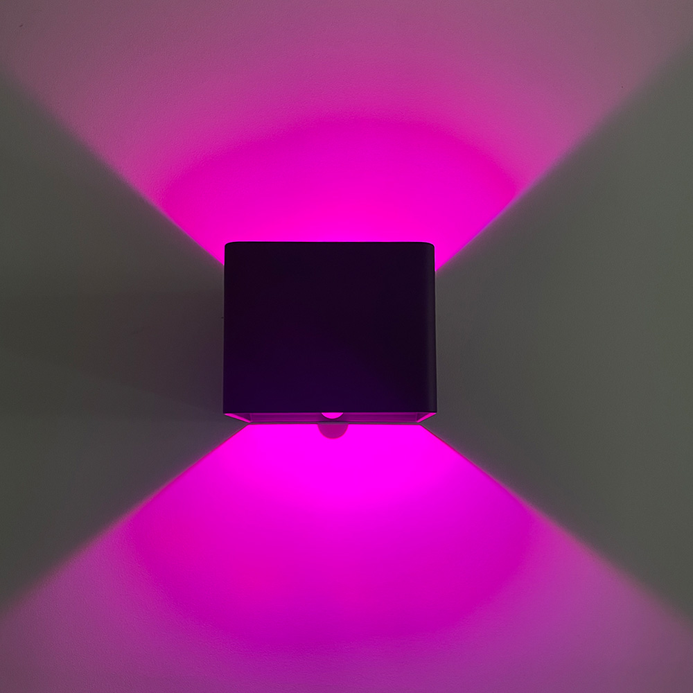Lámpara LED Decorativa de Pared (aplique) Recargable, Up and Down, 16W, RGB-Múltiple CCT WW 3000K / NW 4000K / CW 6000K, Dimensiones: 100x100x80mm, IP20, Negro