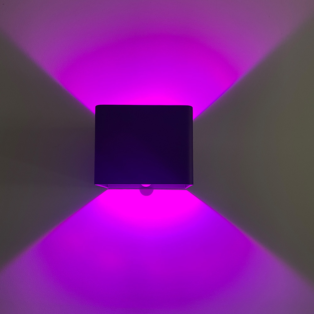 Lámpara LED Decorativa de Pared (aplique) Recargable, Up and Down, 16W, RGB-Múltiple CCT WW 3000K / NW 4000K / CW 6000K, Dimensiones: 100x100x80mm, IP20, Negro