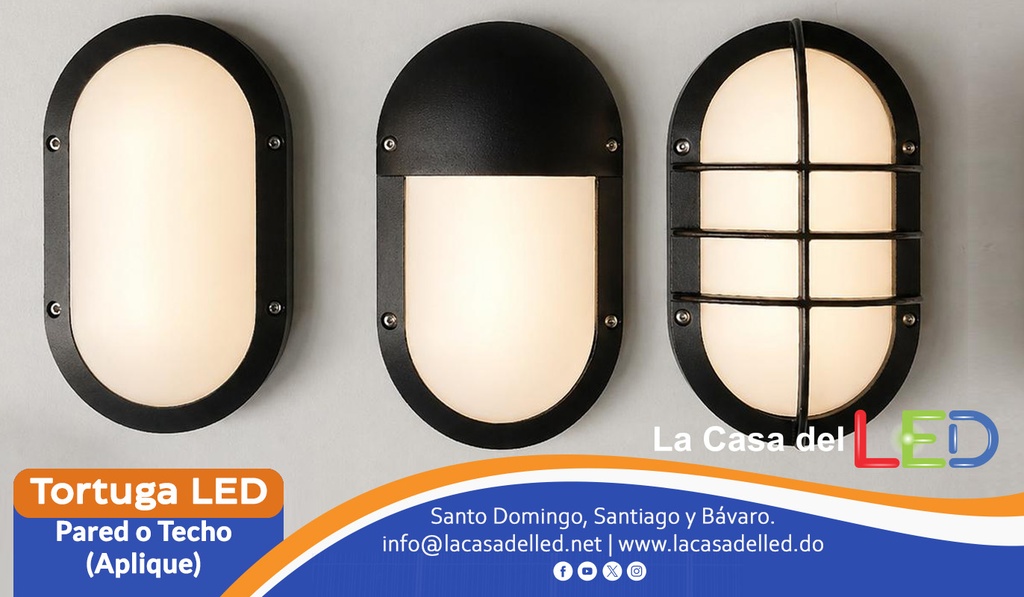 Lámpara LED de Pared (Aplique), Tortuga, 18W, 4000K Blanco Natural, 100-277Vac, IP65, Negro, 120 Grados, Dimensiones: 220x135x65mm, Uso exterior e interior