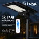 Lámpara Solar de Calle LED de 13800 Lm con Panel Integrado de 42W, 17.5V y Sensor de Movimiento, 6000K Blanco Frío, 140x70 Grados, Con Batería de Litio 153.6Wh, 17.5V, IP65, Negra