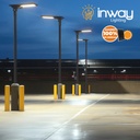 Lámpara Solar de Calle LED de 13800 Lm con Panel Integrado de 42W, 17.5V y Sensor de Movimiento, 6000K Blanco Frío, 140x70 Grados, Con Batería de Litio 153.6Wh, 17.5V, IP65, Negra