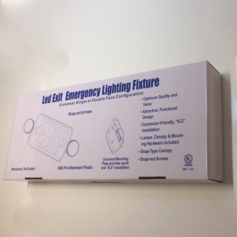 Lámpara de Emergencia con Letrero de Salida, 4.8W, 6000K Blanco Frío, 120-277Vac, Batería: 3.6V, 700mAh, 90 minutos