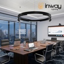 Lámpara Colgante Magnética LED p/Riel de 20mm de ancho, 7W, 4000K Blanco Natural, 48Vdc, Diámetro: 100mm, Instalación: Empotrar o Superficie, 180 Grados, Negra