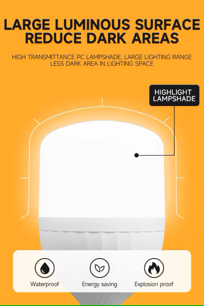 Bombilla LED TOP-T60, 9W, 6000K Blanco Frío, 100-265Vac, E27, Dimensiones: Φxmm, IP20, 270 Grados