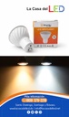 Bombilla LED Dicroica COB, 5W, 3000K Blanco Cálido, GU10, 100-260Vac, IP20, 30 Grados, Dimensiones: Ф50x60mm