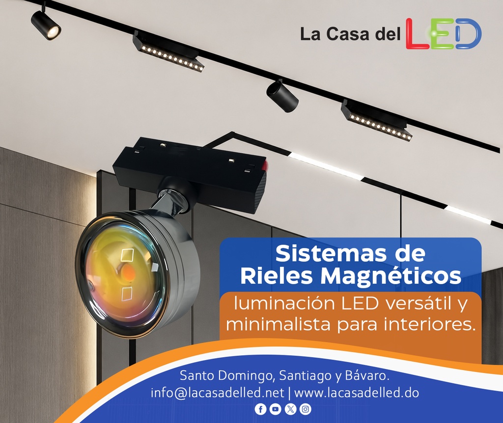 Lámpara de Superficie Magnética LED Spot Round de 20mm de ancho, 10W, 3000K Blanco Cálido, 48Vdc, 120 Grados, Plateado