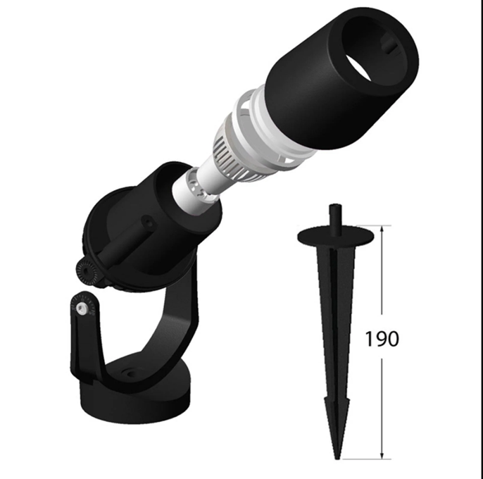 Reflector LED con Bombilla GU10 2.9W, Multi CCT 2700K-4000K, 100-240Vac, IP66, Dimensiones: 125x130mm, Negro