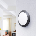 Lámpara LED de Techo (Cajetín) con 2 zócalos E27, Altura: 74mm, Diametro: 350mm, IP66, Negro
