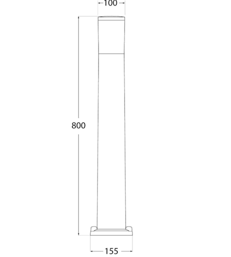 Bolardo LED con Bombilla Multi CCT 8.5W, 2700K-4000K, 100-240Vac, Dimensiones: Ø100x800mm, IP55, Negro