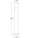 Bolardo LED con Bombilla Multi CCT 8.5W, 2700K-4000K, 100-240Vac, Dimensiones: Ø100x800mm, IP55, Negro