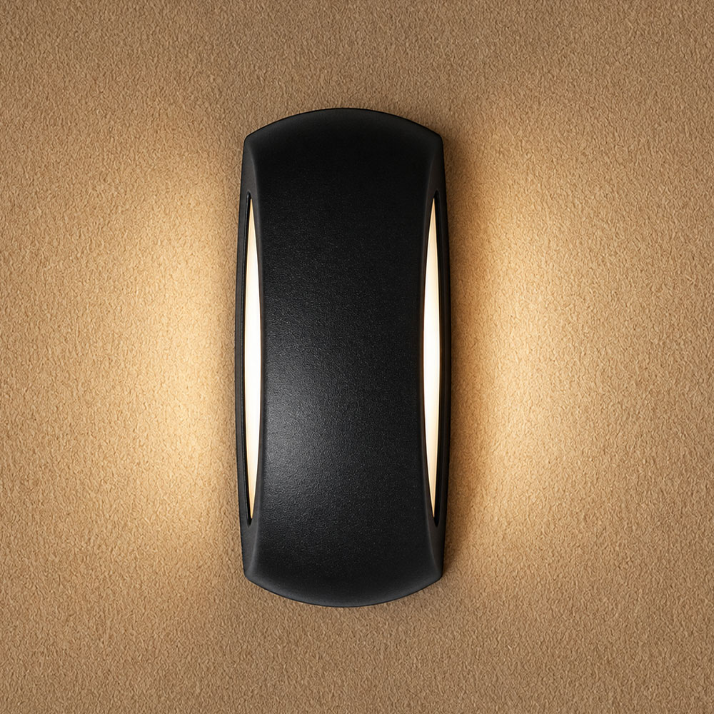 Lámpara LED de Pared (Aplique) con Bombilla GU10 de 2 vías, W, 3000K, 100-240Vac, Dimensiones: 300x130x90mm, IP66, Negro