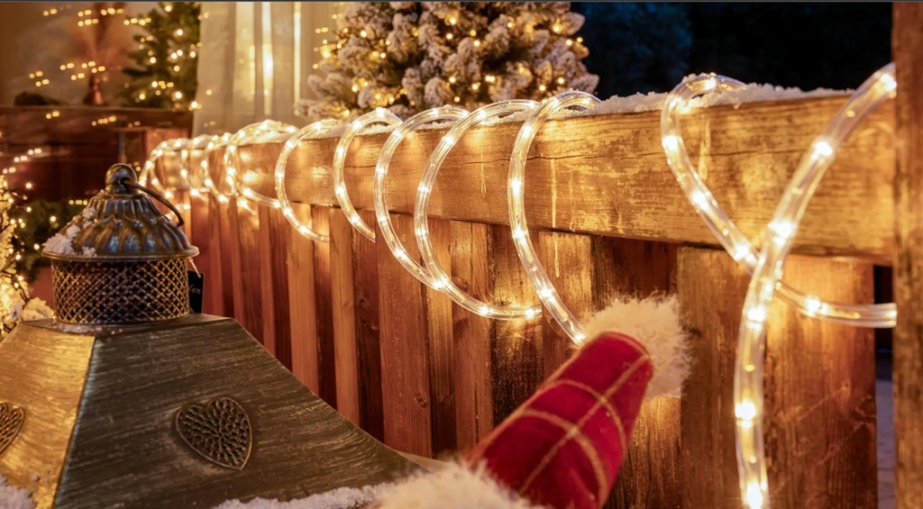 Manguera LED de Navidad de 3 pin, 110Vac, IP65, 2700K Blanco Cálido, 36Led/Mts, 360 Grados