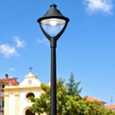 Lámpara Garden Light LED con Bombilla E27, 30W, 3000K Blanco Cálido, 100-240Vac, Con difusor transparente, Base: mm, Dimensiones: 480x480x680mm, IP55, Negro