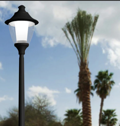 Lámpara Garden Light LED con Bombilla E27, 50W, 3000K Blanco Cálido, 100-240Vac, Con difusor transparente, Base: mm, Dimensiones: 600x600x850mm, IP55, Negro