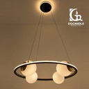 Lámpara LED Decorativa Colgante, DG60190P, 32W, 4000K Blanco Natural, 85-265Vac, Dimensiones:  590x590x1500mm, IP20, Verde oscuro con negro
