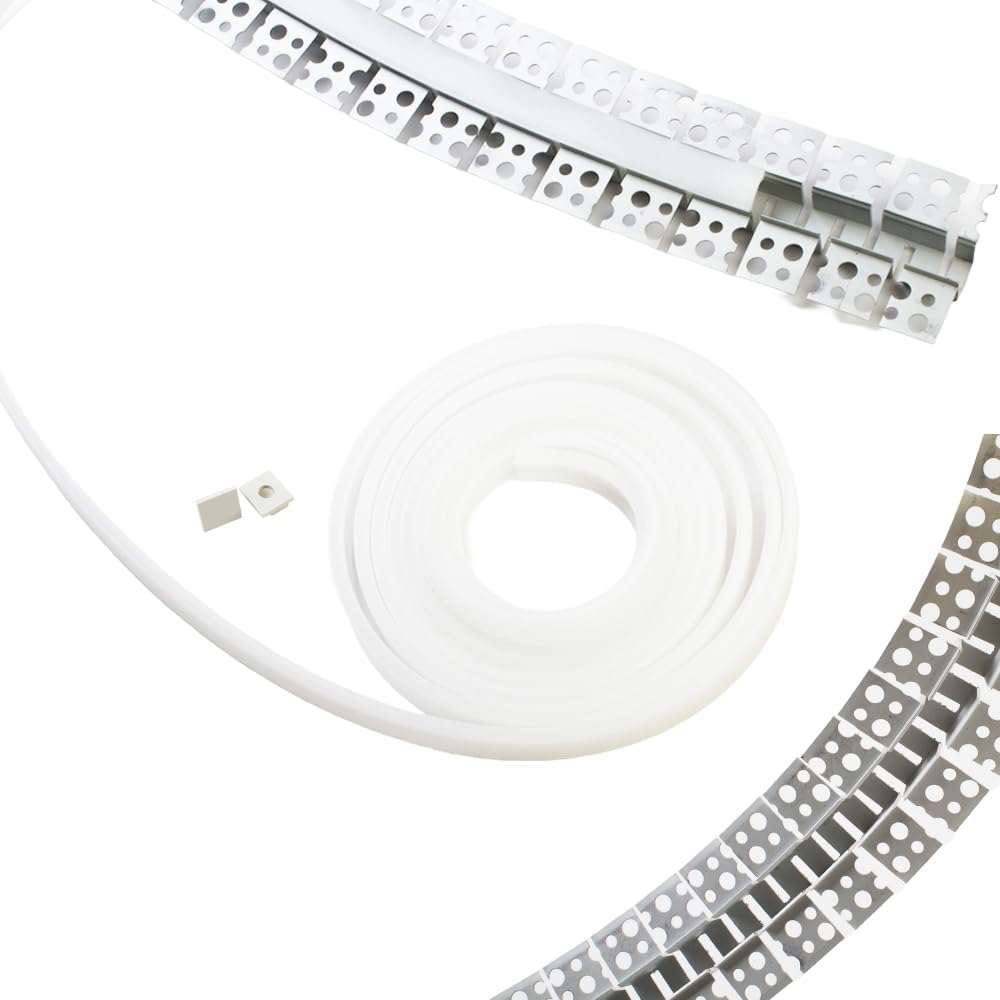 Perfil Flexible de Aluminio p/Cinta LED para PCB de 5-9mm, DG-E5313, Medidas: 52.5x13x2500mm, p/Empotrar, incluye: difusor opal con nivel de transparencia de un 65%, 2 tapas terminales y 4 clips, Plateado