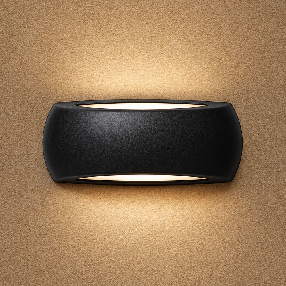 Lámpara LED de Pared (Aplique), Francy, E27, Difusor Frost, Dimensiones: 300x130x85mm, 100-240Vac, IP66, Negro