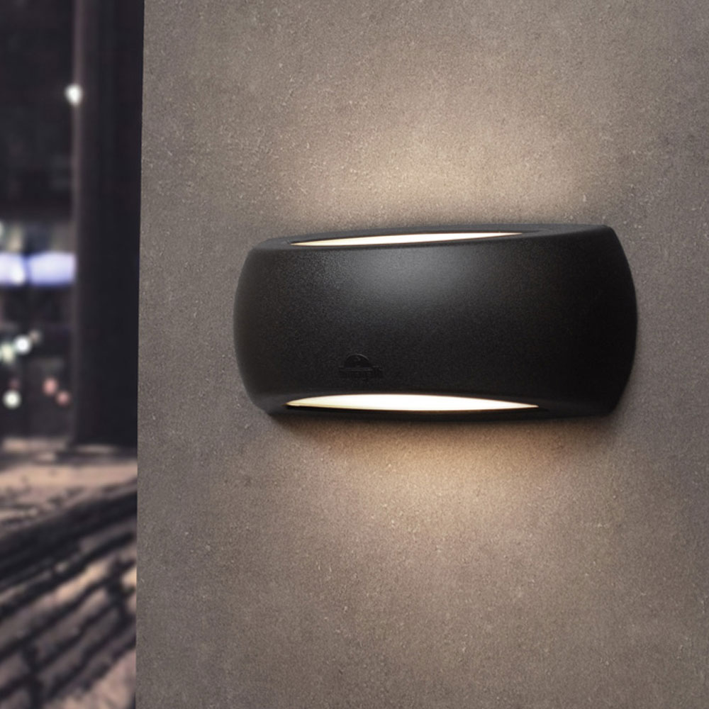 Lámpara LED de Pared (Aplique), Francy, E27, Difusor Frost, Dimensiones: 300x130x85mm, 100-240Vac, IP66, Negro
