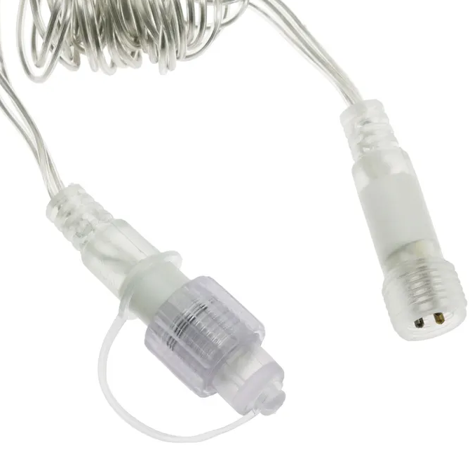 Power Cord cable clear de 2x0.75mm2 con protección de fusible p/Extensión Navideña LED, 1.5 Metros, 4A, 110Vac. Para Conectar Hasta 8 Extensiones de 200 leds