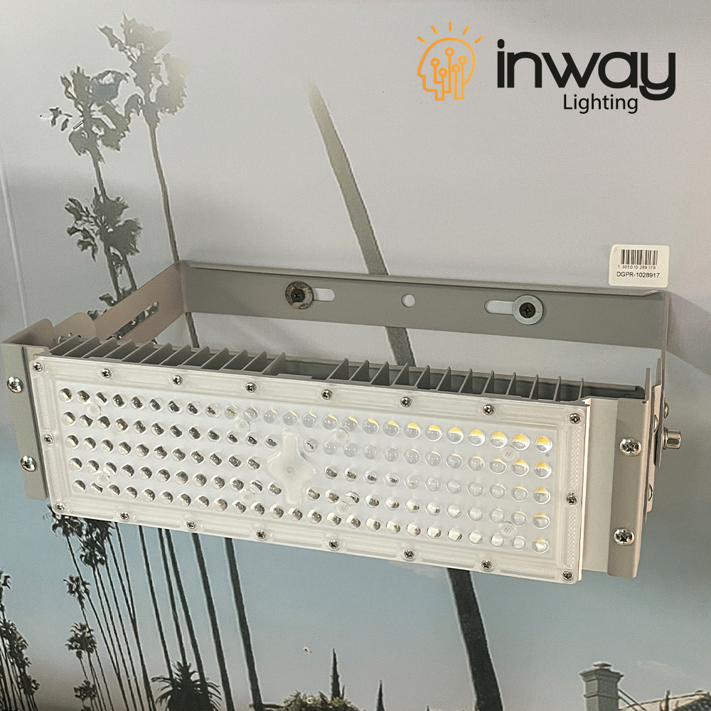 Reflector LED RayFlex de 1 módulo, 100W, 3000K Blanco Cálido, 100-277Vac, IP65, 60 Grados, Gris