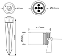 Base p/Bombilla LED de 70mm maximo, GU10, Dimensiones: 61x110mm, Material: Aluminio, IP67, Gris